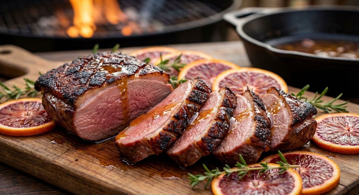 Smoked Thanksgiving Duck with Maple-Chile Crust and Pecan Wood